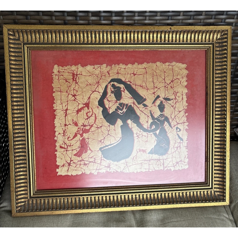 The Art Of Batik Antique Original Chinese Sleeve Dance Framed Wall Hanging Rare